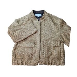 Liz Claiborne Tweed Jacket Open Front Pockets Career Party‎ Neutral Size M